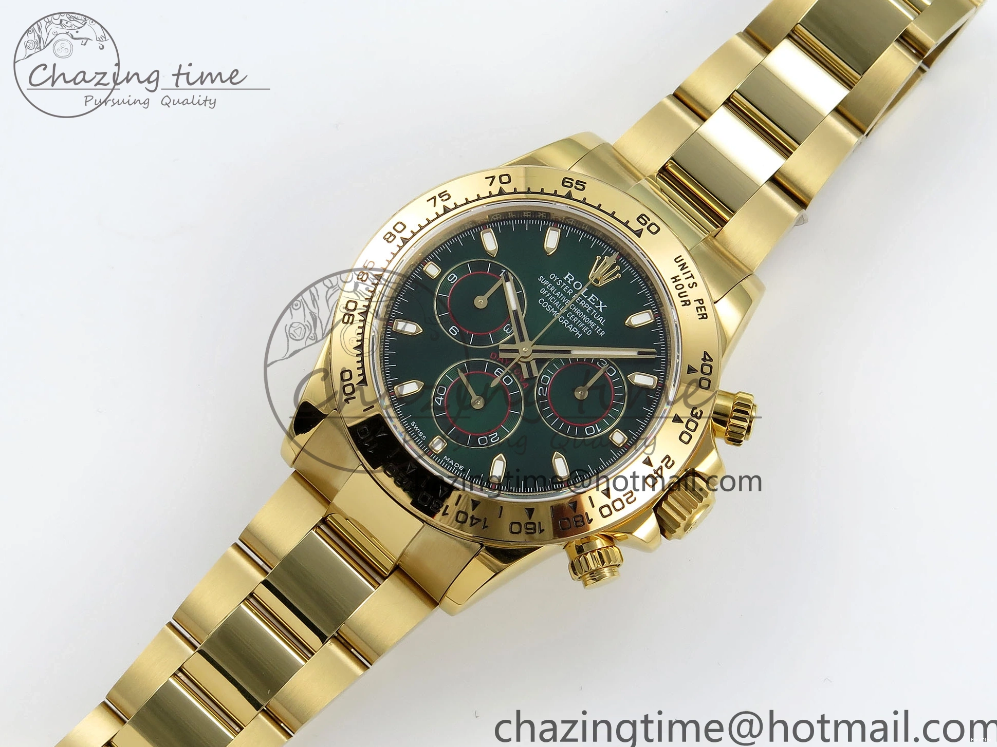 MiroTime 0104 ModernLook Daytona 116508 QF 1:1 Best Edition Green Dial on YG Bracelet SH4130 V3 (Gain Weight) 1724